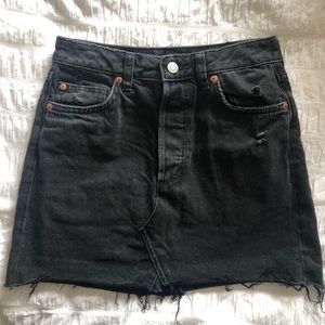 Black, “Destroyed” Denim, H&M Skirt